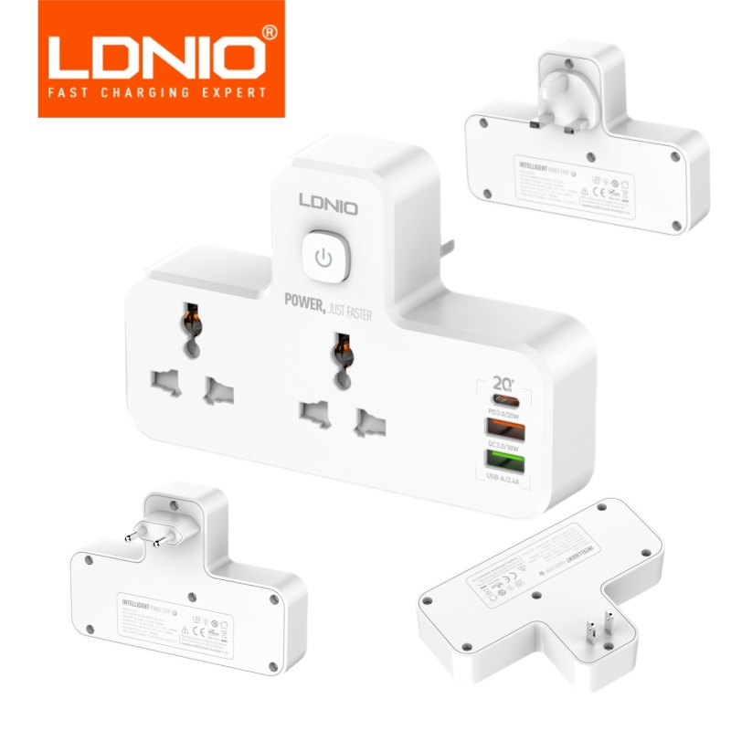 Smart Power Strip - LDNIO Stekkerdoos Stekker 2500W Uitbreidingsadapter 2AC