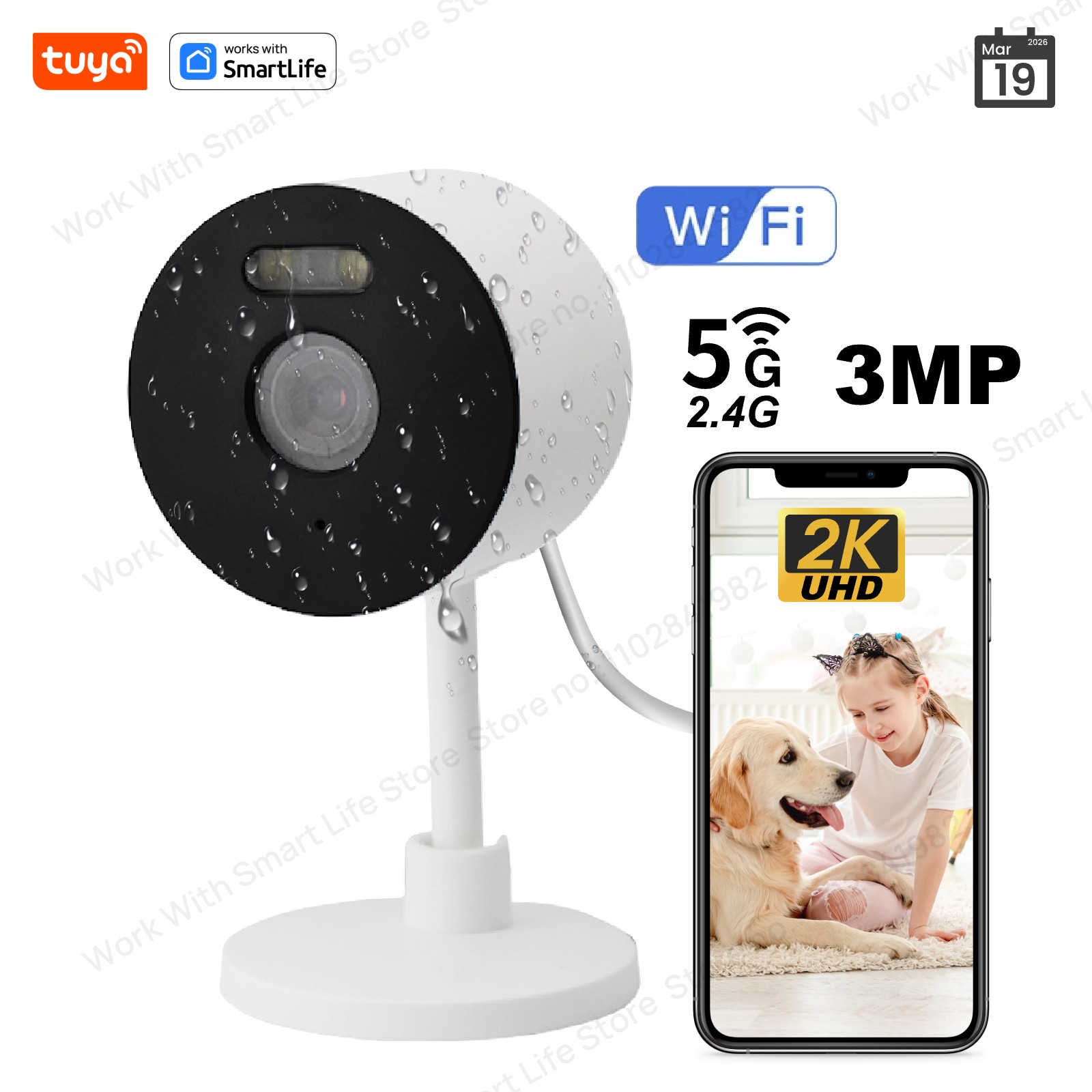 Smart Elderly Home - 3MP HD Tuya Smart binnen-/buitenbeveiligingscamera voor