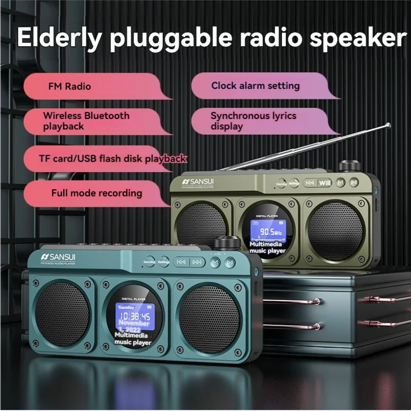 Smart Elderly Home - SANSUI F28 Dubbele luidspreker Draadloze Bluetooth-radio