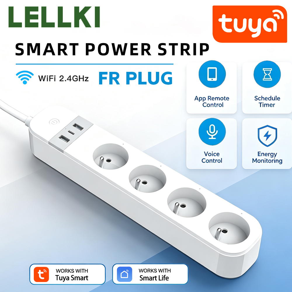 Smart Power Strip - LELLKI FR WiFi Tuya Smart Power
