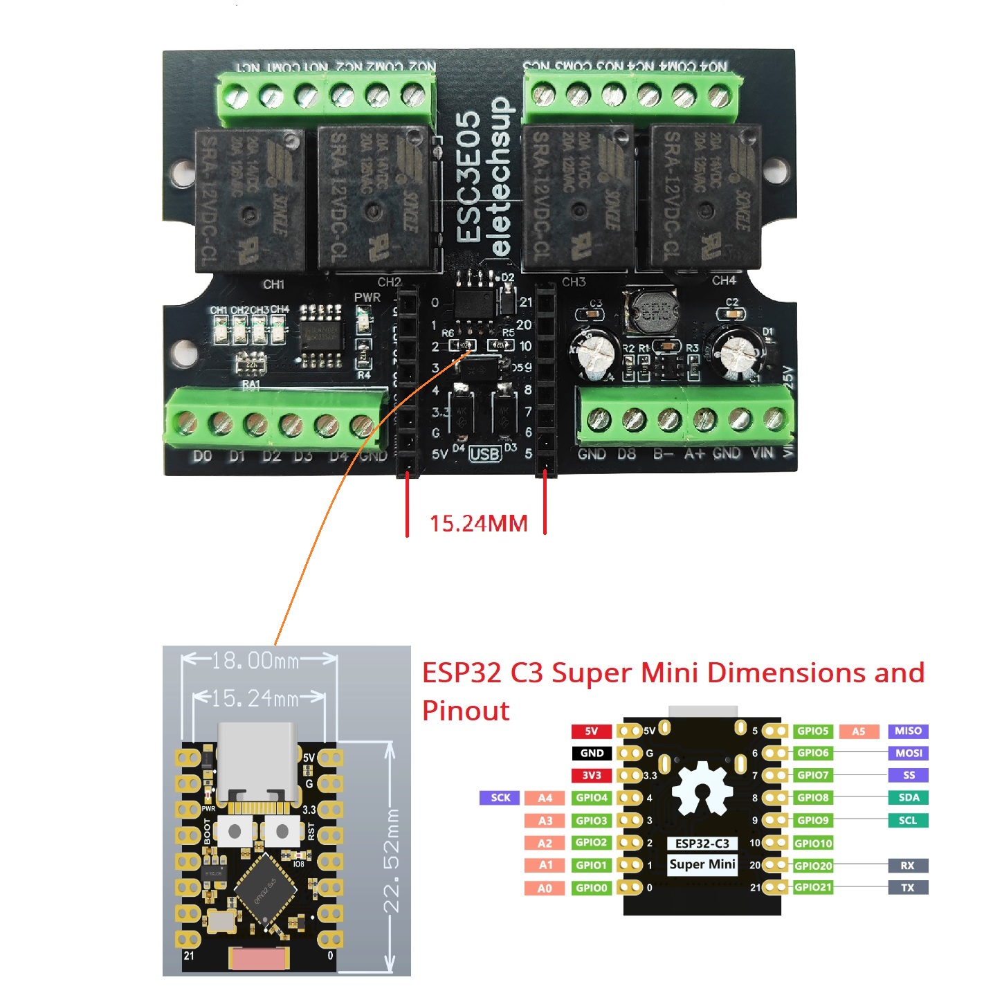 ESP32-C3 WiFi BLE RS485 4-rela - Smart Home With Plc recensie en prijs