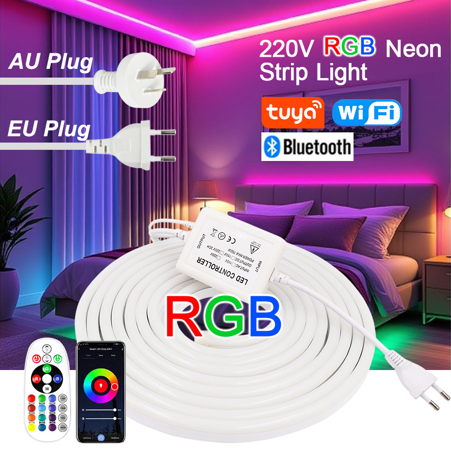 220V RGB LED Neon Strip met EU - Smart Power Strip recensie en prijs